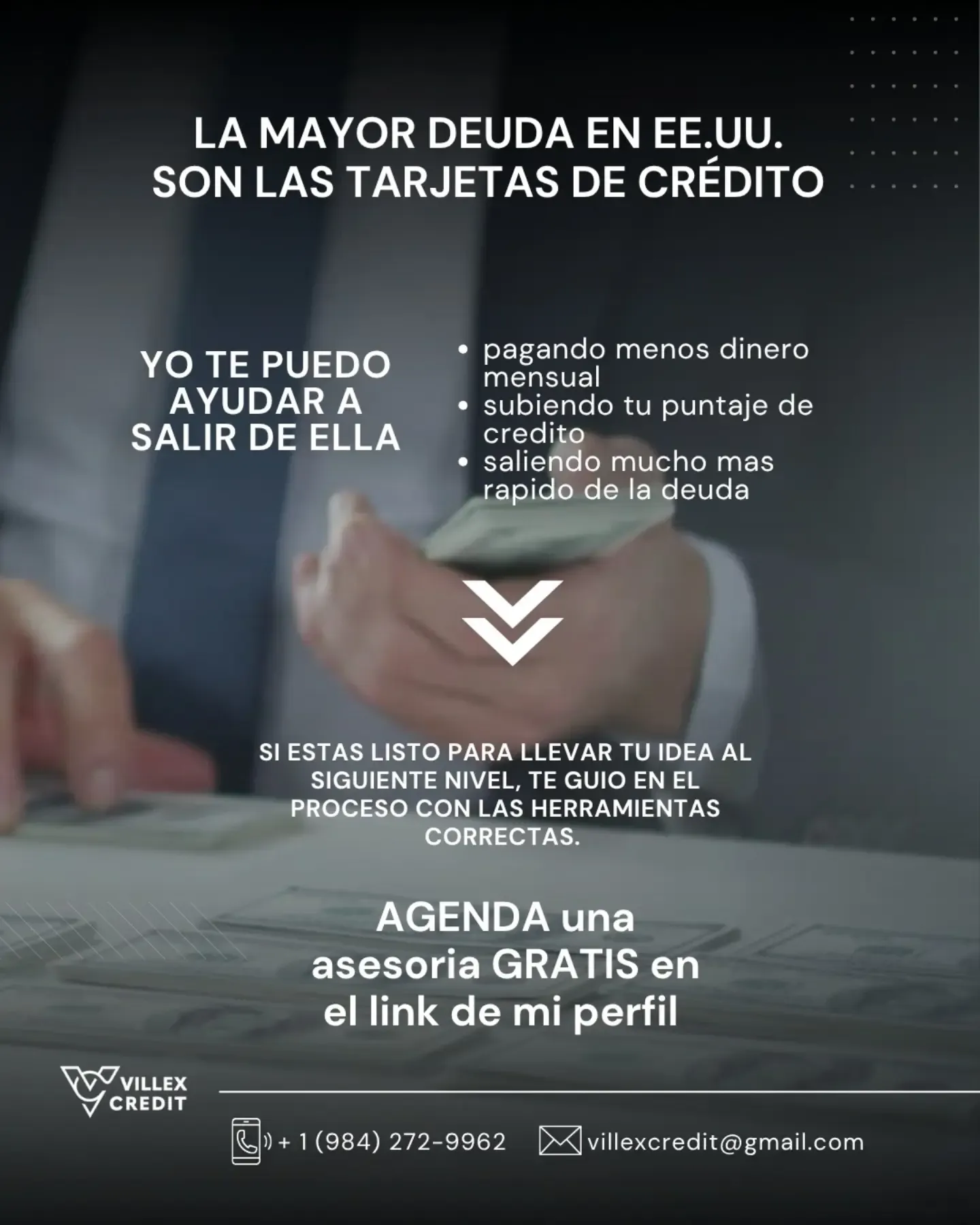 Lámina: la mayor deuda en EE. UU. son las tarjetas de crédito; agenda una asesoría gratis