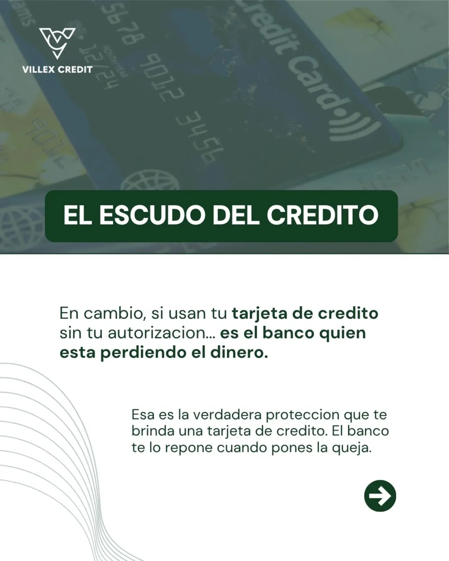 Lámina: el escudo del crédito, si usan tu tarjeta de crédito sin autorización es el banco el que responde