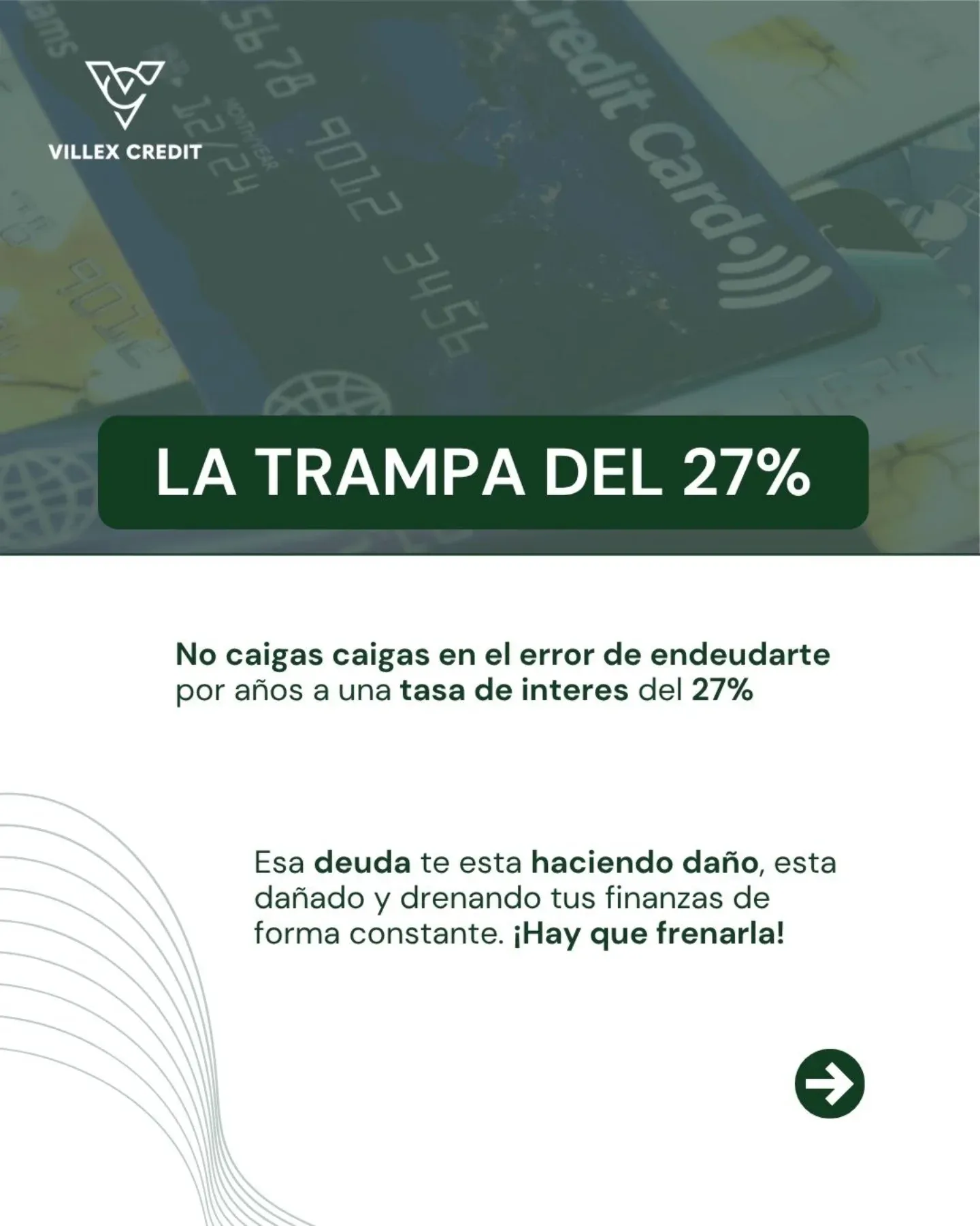 Lámina: la trampa del 27 %, no caigas en el error de endeudarte por años